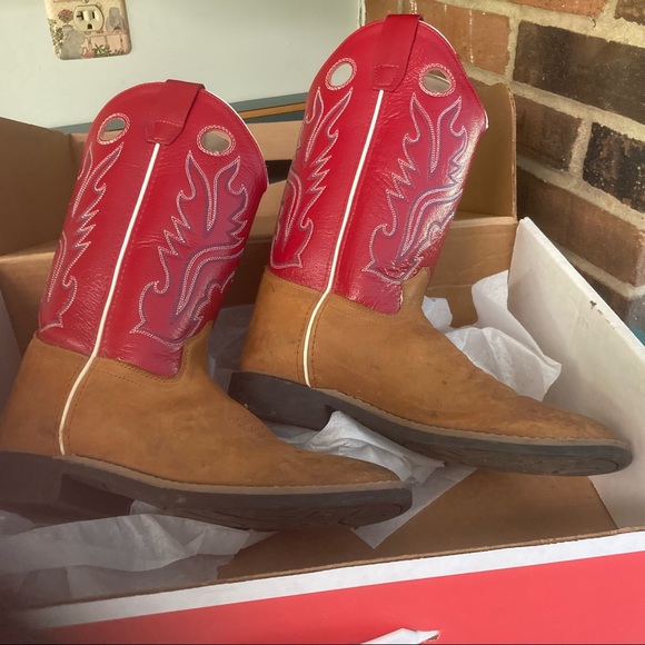 Justin Boots Shoes Cowboy Boots Size 12d Vamp Leather Peanut